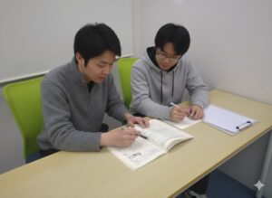 数学の指導を受ける学生